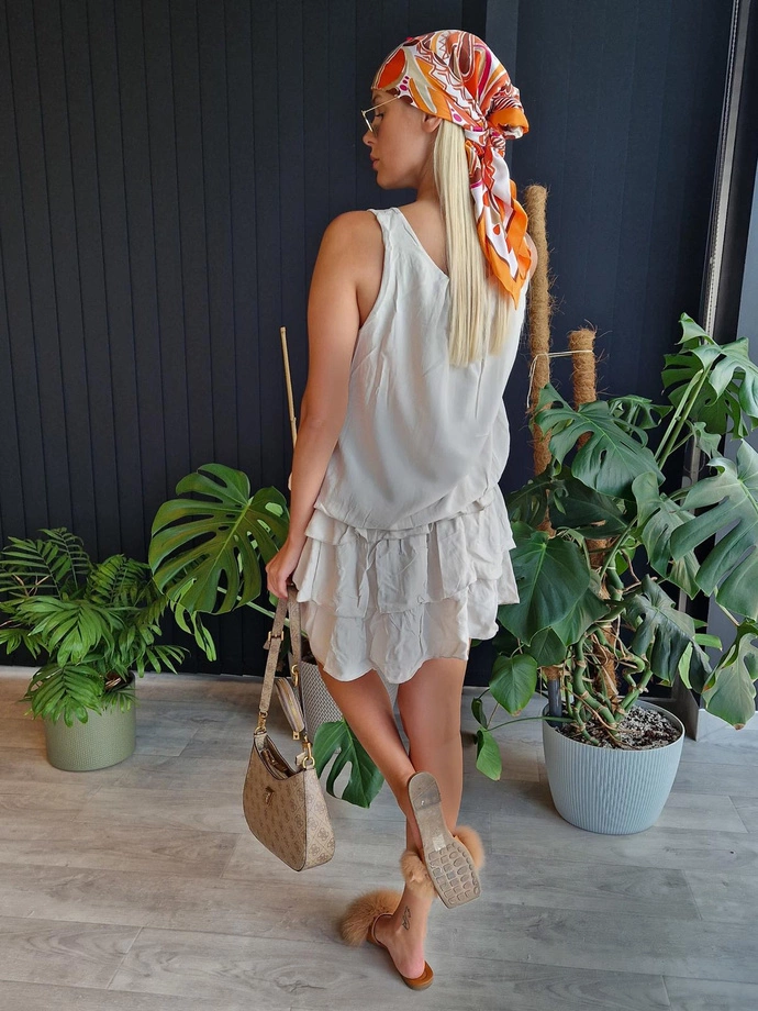 Volánové bomber šaty - DLR111 béžová