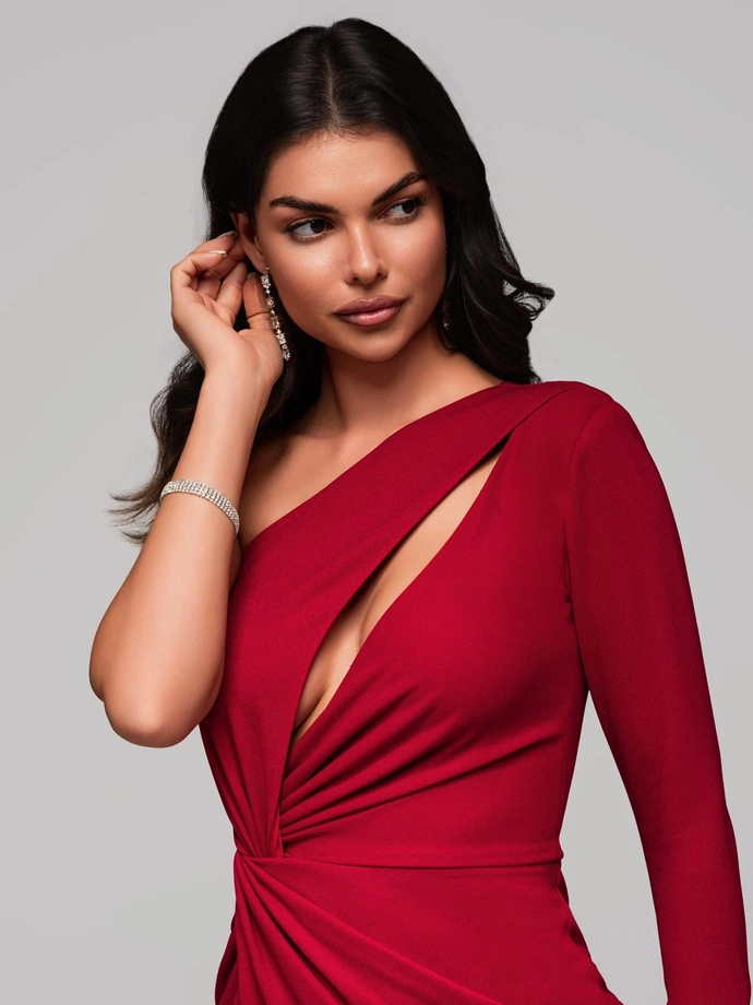 Maxi šaty GRACE DLR163 - tmavě červené