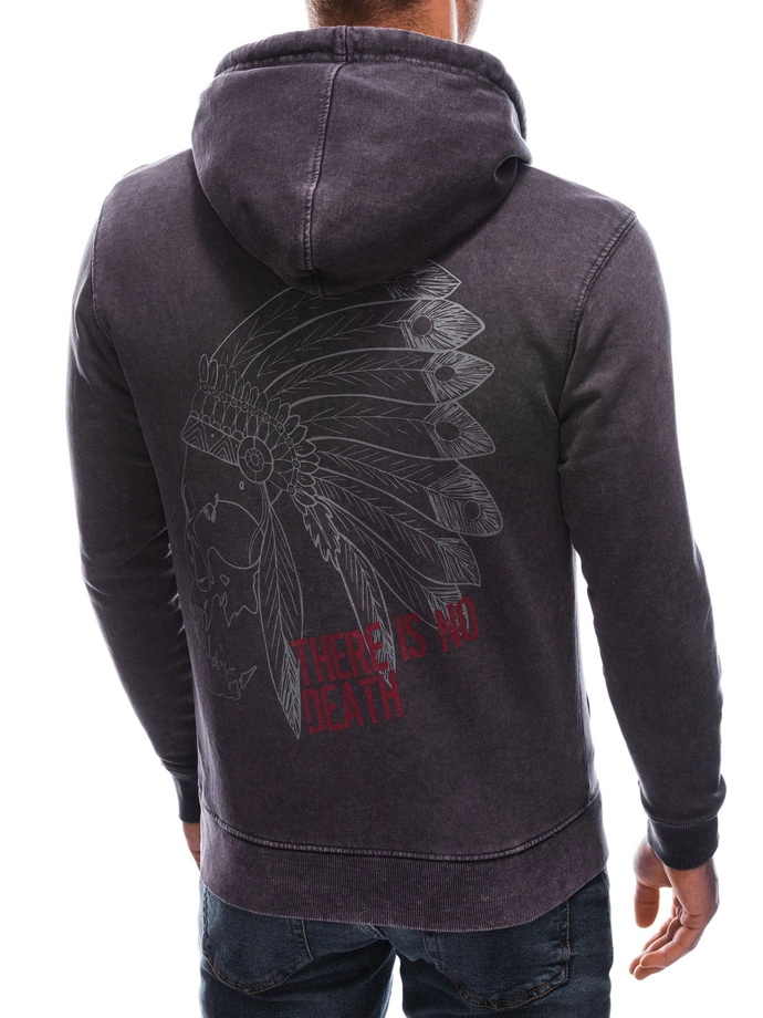 Pánská mikina s kapucí - grafitová B1280