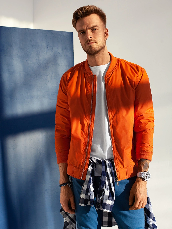 Pánská bunda bomber - brick V3 C538