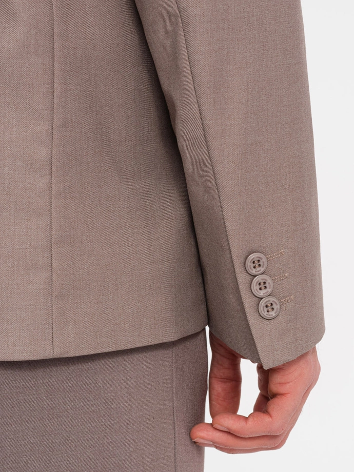 Pánské klasické sako s kapsou na polštář - béžové V3 OM-BLZB-0115