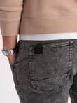 Pánské mramorované džínové kalhoty JOGGERY - šedé V3 OM-PADJ-0133