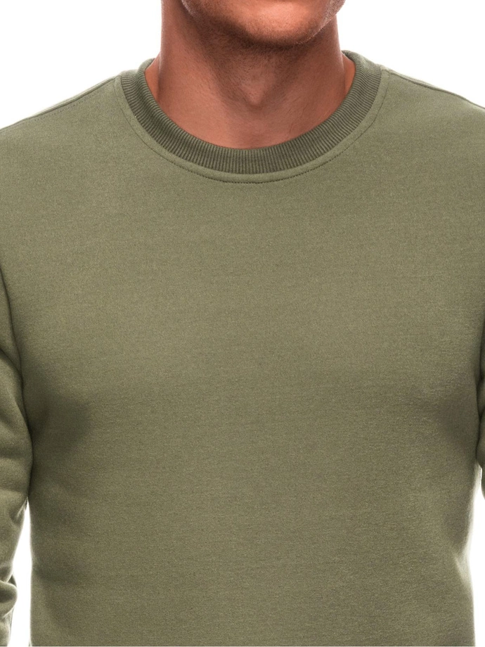 Pánská uniformní mikina BASIC s kulatým výstřihem - tmavě olivově zelená V2 EM-SSBN-0100