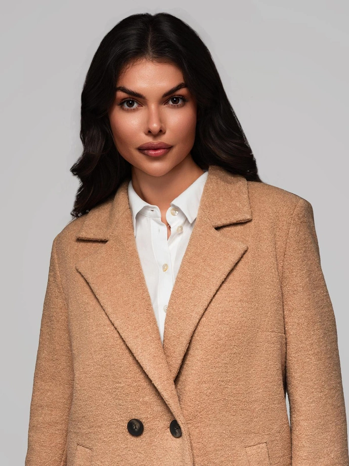 Módní dámský kabát CLR041 - hnědý