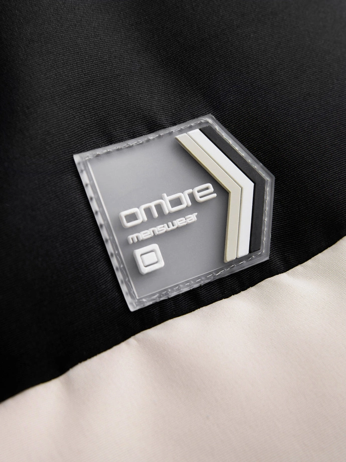 Pánské kontrastní prošívané tričko bez rukávů - krémové V1 OM-JAVJ-0161