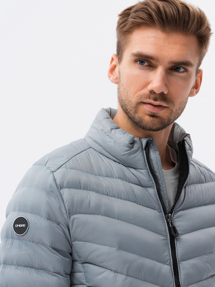 Pánská prošívaná bunda 528C - šedá V9