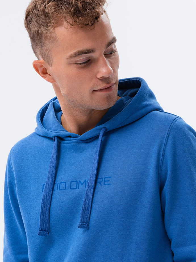 Pánská mikina s potiskem a kapucí - nebesky modrá B1351