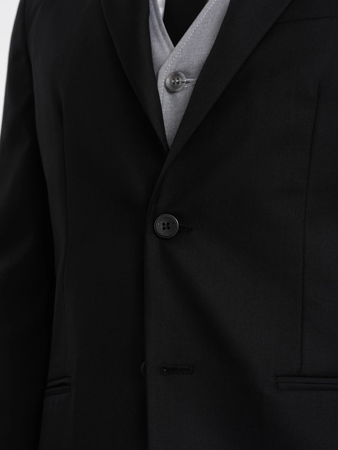 Pánské klasické sako s kapsou na polštář - černé V4 OM-BLZB-0115