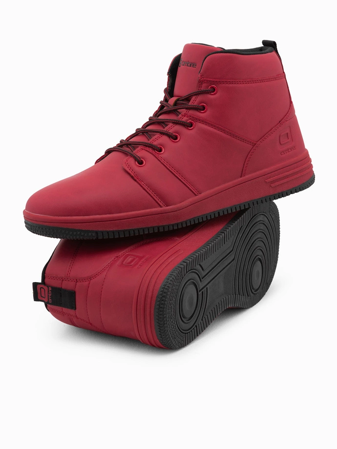 Pánské zateplené kotníkové tenisky - červené V1 OM-FOSH-0123