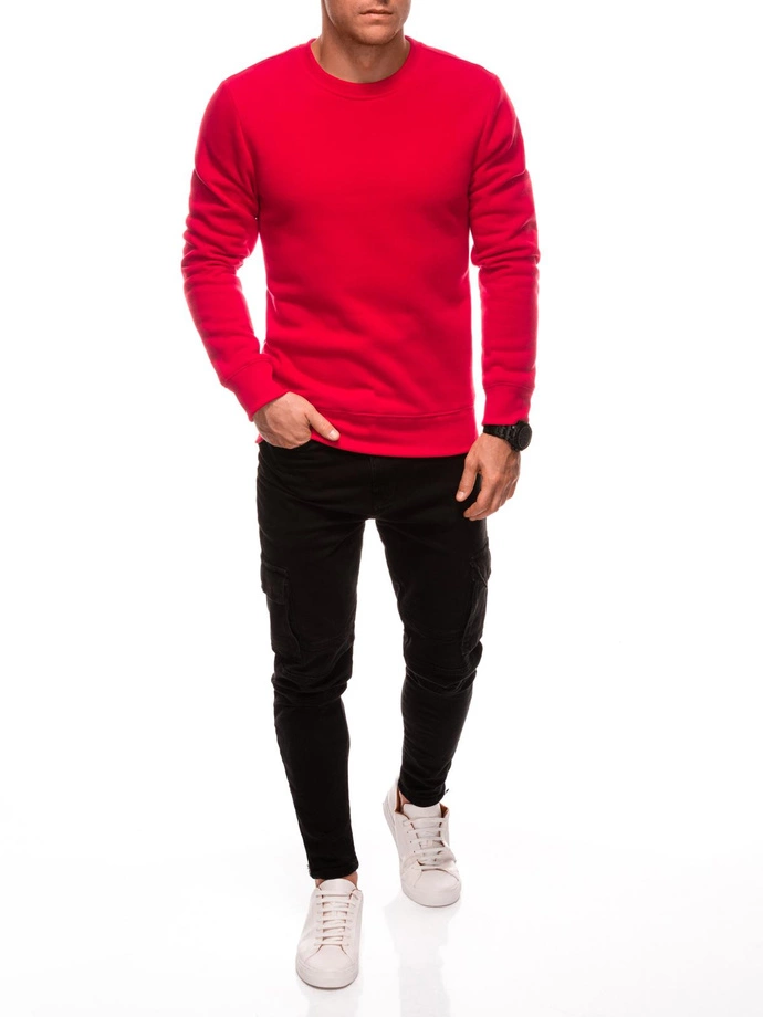 Pánská uniformní mikina BASIC s kulatým výstřihem - červená V4 EM-SSBN-0100