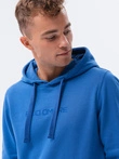 Pánská mikina s potiskem a kapucí - nebesky modrá B1351