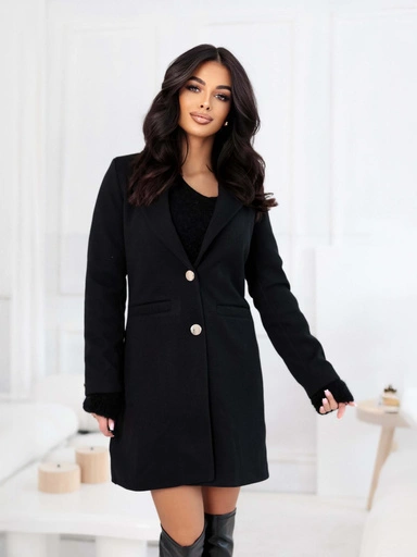 Módní dámský kabát CLR042 - černý