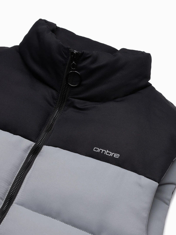 Pánská prošívaná vesta - šedá V36