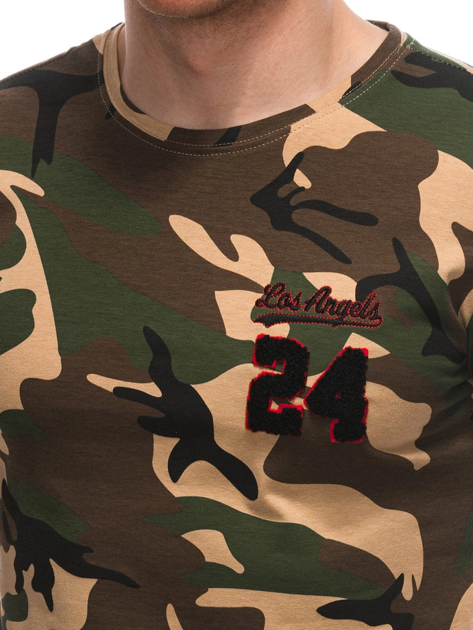 Pánské tričko s potiskem S1926 - hnědé