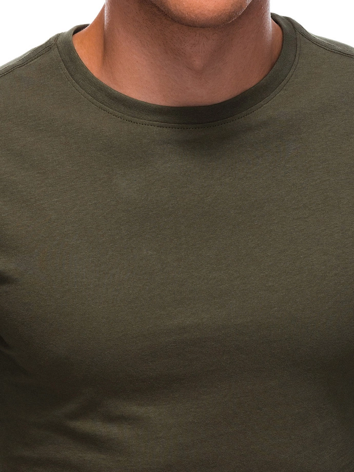 Pánské tričko s dlouhým rukávem bez potisku EM-LSBL-0103 - olivově zelené