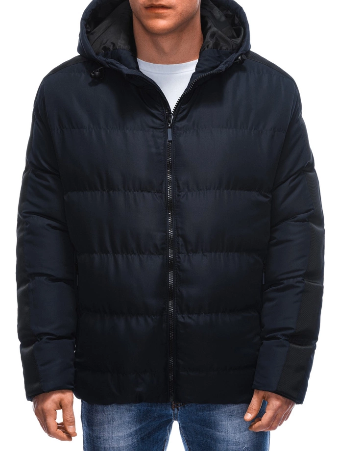 Pánská prošívaná zimní bunda - tmavě modrá V1 EM-JAHP-0101