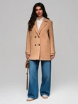 Módní dámský kabát CLR041 - hnědý
