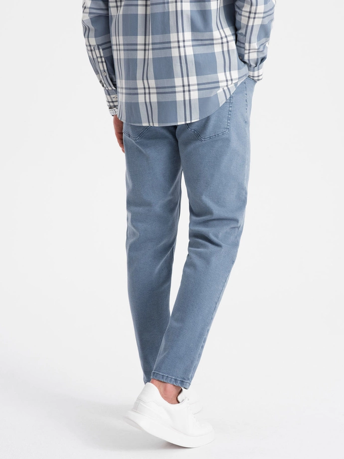Pánské džínové kalhoty bez oděru SLIM FIT - modré V3 OM-PADP-0148