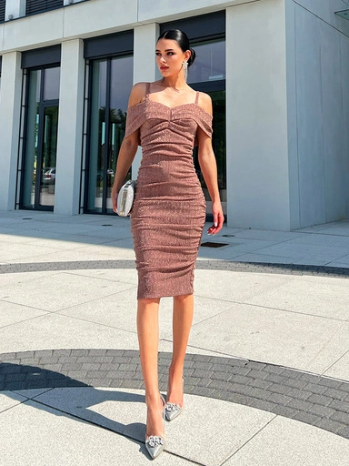 Midi šaty GEORGINIA DLR148 - zlaté