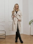 Módní dámský kabát CLR038 - béžový