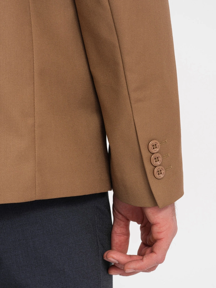 Klasické pánské sako s kapsou na polštář - karamelové V2 OM-BLZB-0115