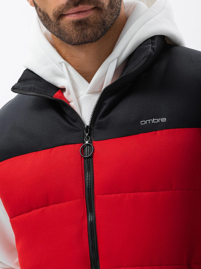 Pánská prošívaná vesta - červená V36