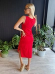 Midi šaty s výstřihem do V a záhyby DLR108 - červené