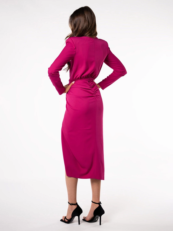 Midi šaty LORENA DLR142 - fuchsiová barva