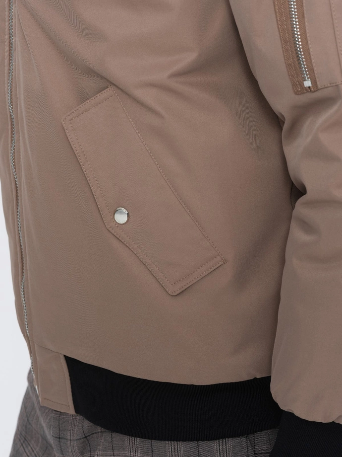 Pánská zateplená bunda bomber 516C - béžová V9