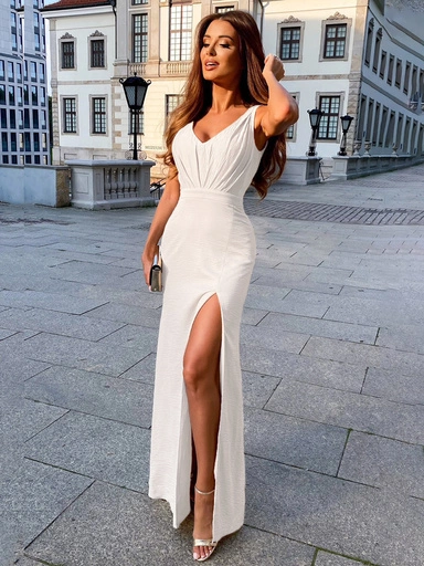 Maxi šaty HONEY DLR166 - ecru barva