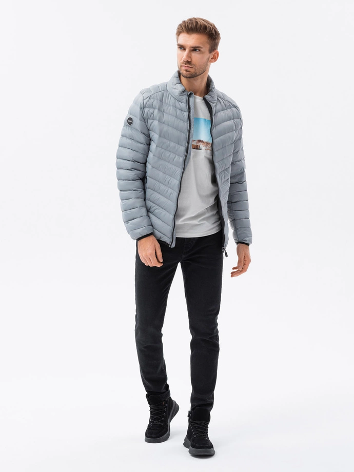 Pánská prošívaná bunda 528C - šedá V9