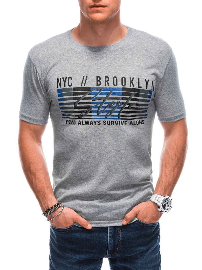 Pánské tričko s potiskem S1870 - šedá