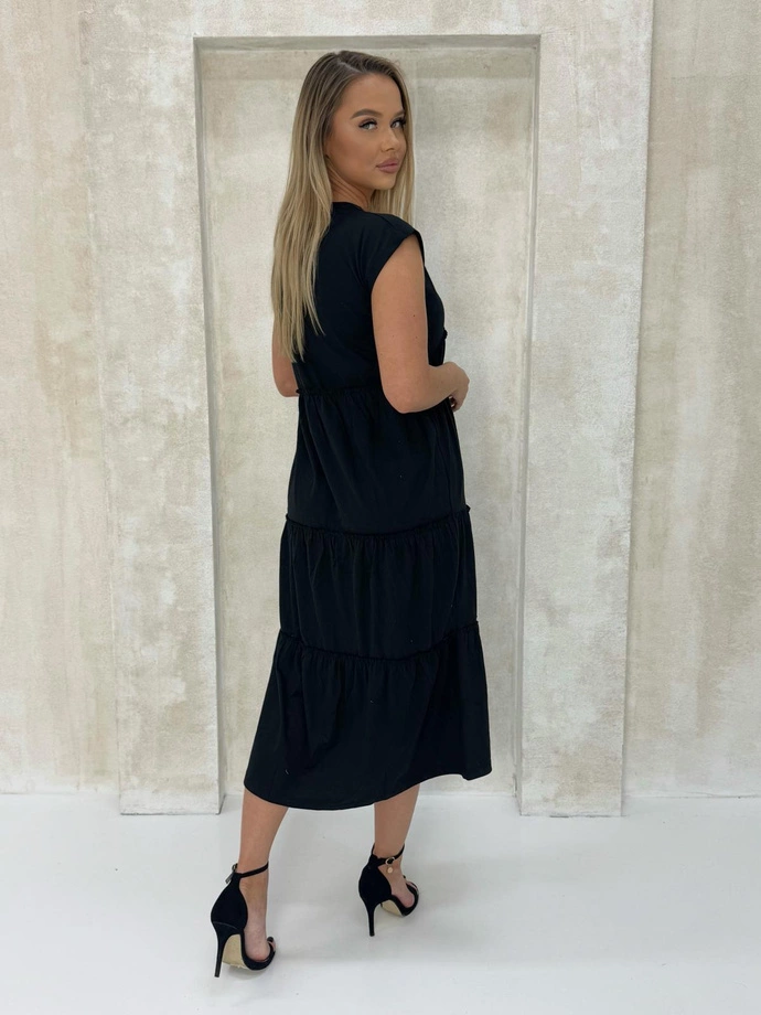 Maxi šaty s volánky - DLR118 černá
