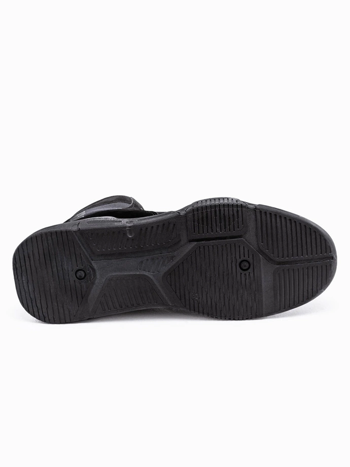 Pánské kotníkové tenisky s tvarovanou podrážkou - černé V1 OM-FOBO-0122