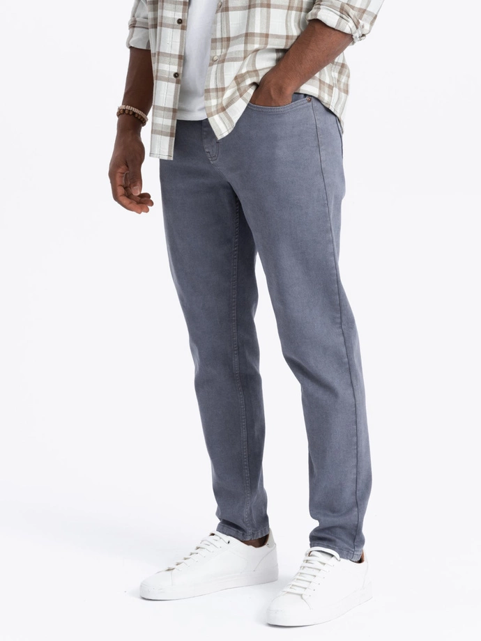 Pánské džínové kalhoty bez oděru SLIM FIT - tmavě modré V4 OM-PADP-0148