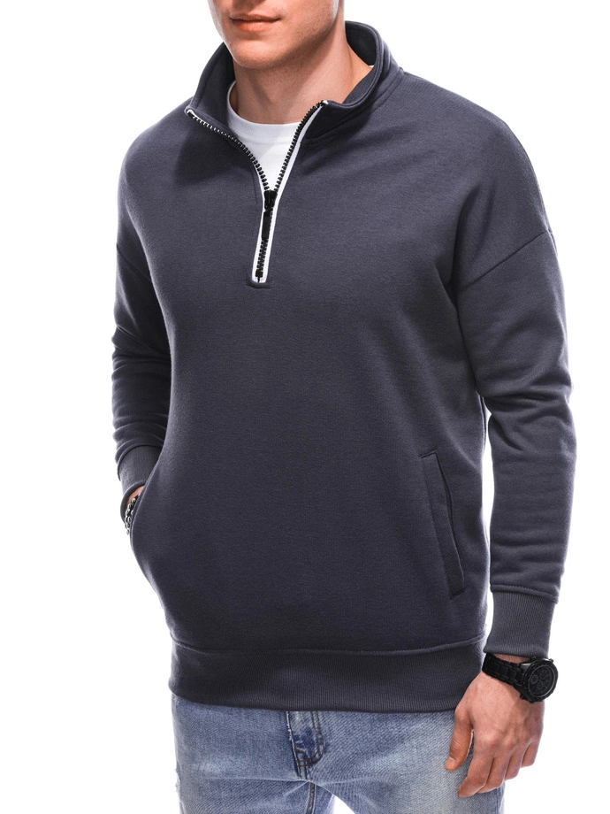 Pánská mikina se stojáčkem V7 1353B - tmavě nebesky modrá