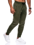Patchwork pánské tepláky joggers OM-PASK-22FW-013 - tmavě olivově zelená V3