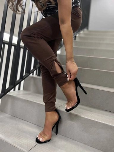 Dámské tepláky PLR264 - hnědé