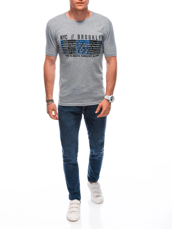 Pánské tričko s potiskem S1870 - šedá