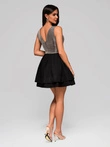 Dámské mini rozšířené šaty se širokými ramínky elegantní DLR191 - černé