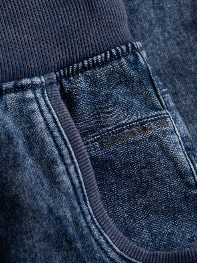 Pánské mramorované kalhoty JOGGERY s prošíváním - modré V1 OM-PADJ-0108