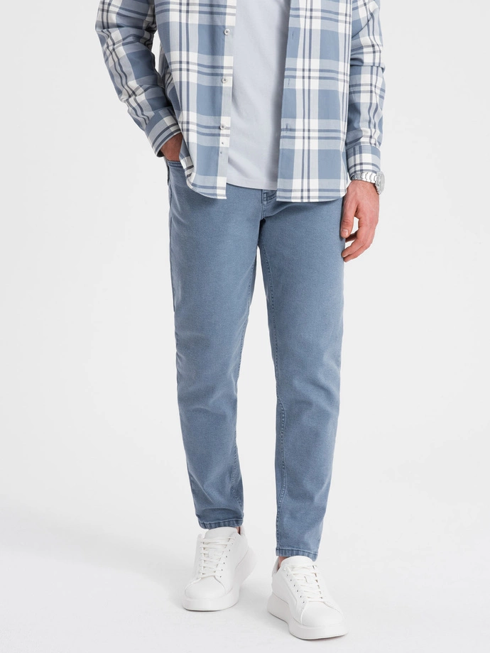 Pánské džínové kalhoty bez oděru SLIM FIT - modré V3 OM-PADP-0148