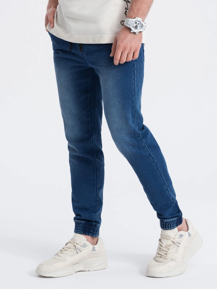 Pánské džínové kalhoty JOGGER SLIM FIT - tmavě modré V3 OM-PADJ-0134