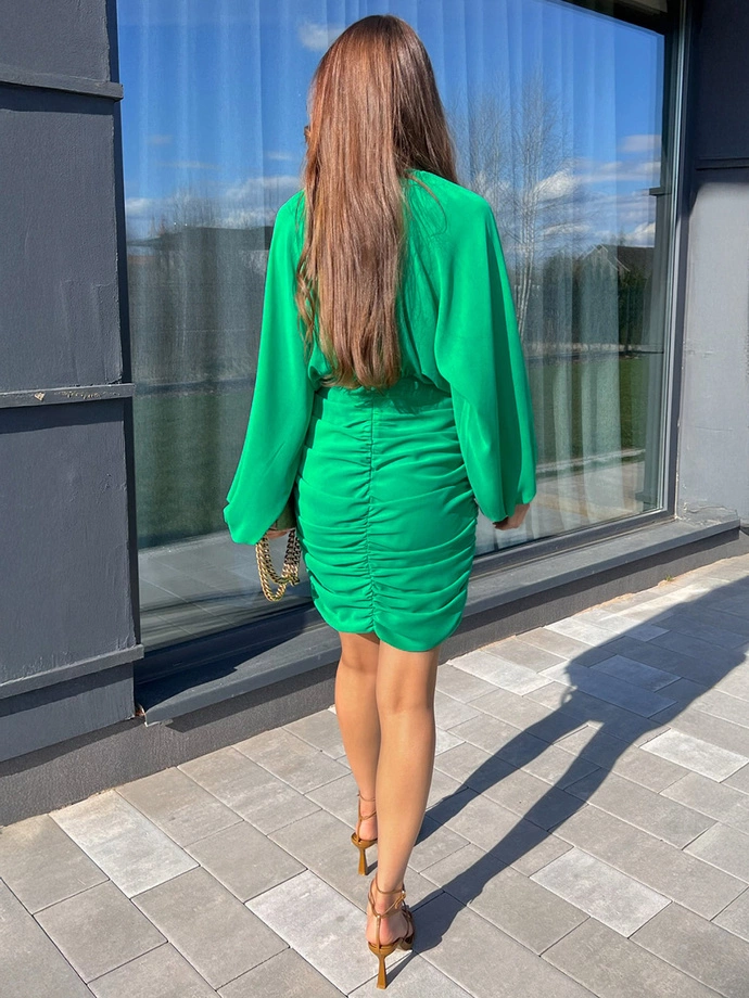 Dámské mini šaty s kulatým výstřihem ve fitted střihu PERI DLR207 - zelené