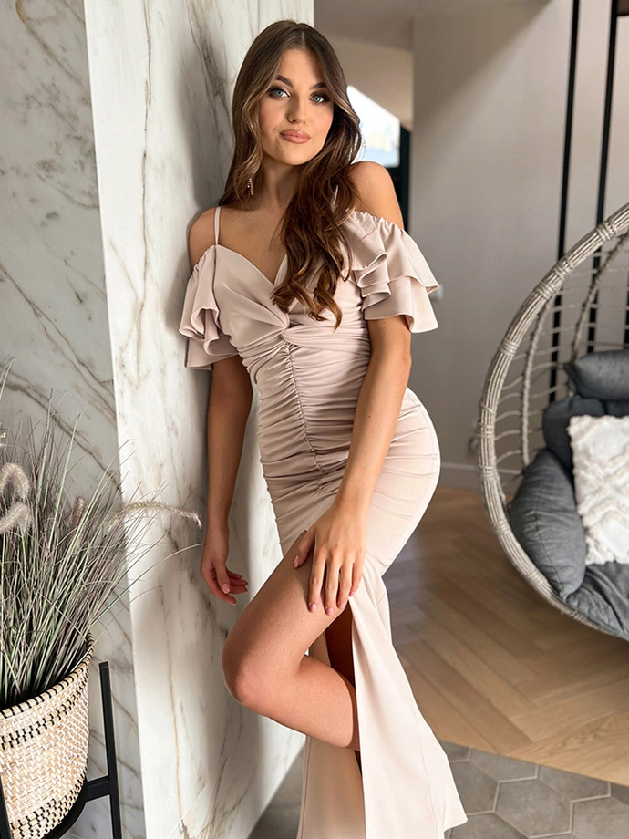 Maxi šaty FLORENCE DLR159 - béžové