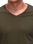 Pánské základní tričko s výstřihem do V EM-TSBS-0101 - olivově zelená V9