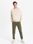 Pánské kalhoty JOGGERS s cargo kapsami - olivové V18 P886