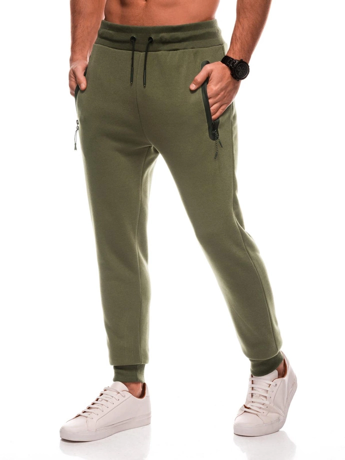 Pánské tepláky BASIC - tmavě olivové V2 EM-PABS-0104