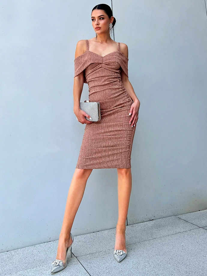 Midi šaty GEORGINIA DLR148 - zlaté