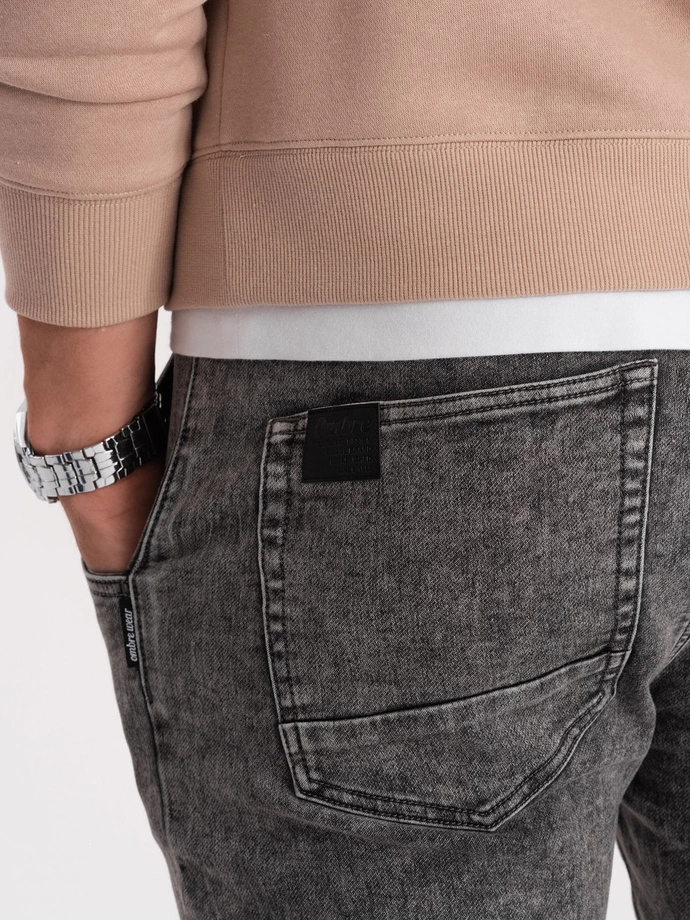 Pánské mramorované džínové kalhoty JOGGERY - šedé V3 OM-PADJ-0133